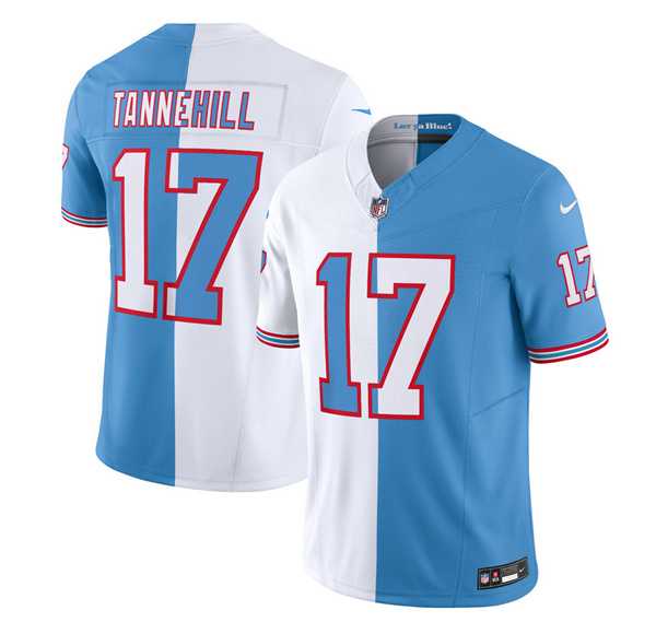 Men's Tennessee Titans #17 Ryan Tannehill White Blue 2023 F.U.S.E. Split Vapor Limited Throwback Jersey,We sell and wholesale Men's Tennessee Titans #17 Ryan Tannehill White Blue 2023 F.U.S.E. Split Vapor Limited Throwback Jersey on line form chian!